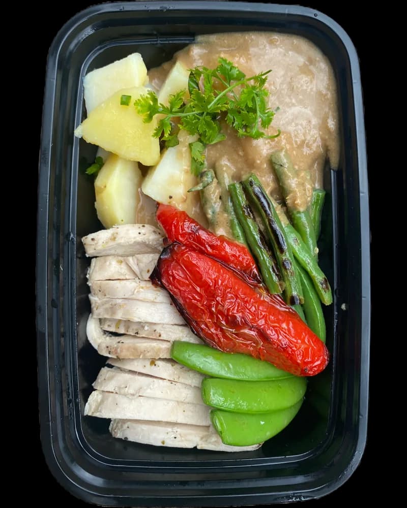 Chicken Satay in a meal prep container